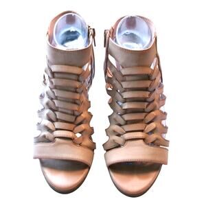 Rampage Caged Gladiator Heeled Sandals Blush Pink Zip Women's Size 9
